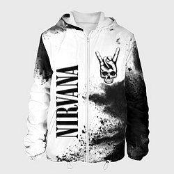 Куртка с капюшоном мужская Nirvana и рок символ на светлом фоне, цвет: 3D-белый