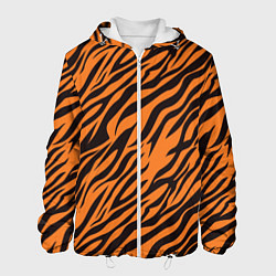 Куртка с капюшоном мужская Полоски тигра - tiger, цвет: 3D-белый