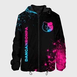 Куртка с капюшоном мужская Danganronpa - neon gradient: надпись, символ, цвет: 3D-черный