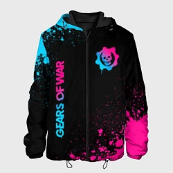 Куртка с капюшоном мужская Gears of War - neon gradient: надпись, символ, цвет: 3D-черный