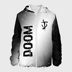 Куртка с капюшоном мужская Doom glitch на светлом фоне: надпись, символ, цвет: 3D-белый
