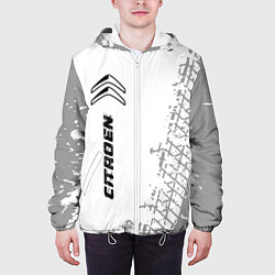 Куртка с капюшоном мужская Citroen speed на светлом фоне со следами шин: по-в, цвет: 3D-белый — фото 2