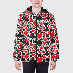 Куртка с капюшоном мужская Карточные масти - символика, цвет: 3D-черный — фото 2