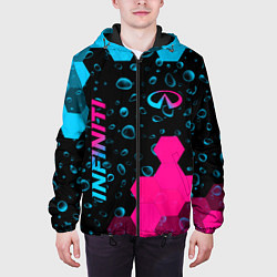 Куртка с капюшоном мужская Infiniti - neon gradient: надпись, символ, цвет: 3D-черный — фото 2