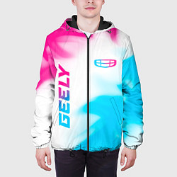 Куртка с капюшоном мужская Geely neon gradient style: надпись, символ, цвет: 3D-черный — фото 2