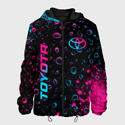 Куртка с капюшоном мужская Toyota - neon gradient: надпись, символ, цвет: 3D-черный