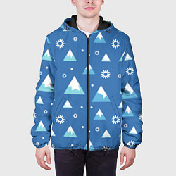 Куртка с капюшоном мужская Снег в горах, цвет: 3D-черный — фото 2