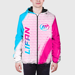 Куртка с капюшоном мужская Lifan neon gradient style: надпись, символ, цвет: 3D-черный — фото 2