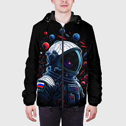 Куртка с капюшоном мужская Российский астронавт - планеты, цвет: 3D-черный — фото 2