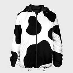 Куртка с капюшоном мужская Принт - пятна коровы, цвет: 3D-черный