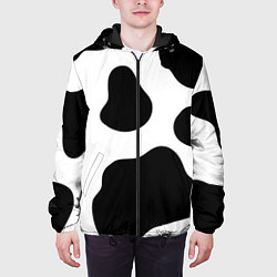 Куртка с капюшоном мужская Принт - пятна коровы, цвет: 3D-черный — фото 2