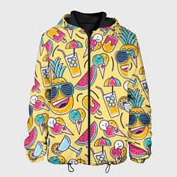 Куртка с капюшоном мужская Летний позитив, цвет: 3D-черный