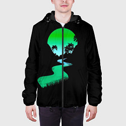 Куртка с капюшоном мужская Неоновая речка, цвет: 3D-черный — фото 2
