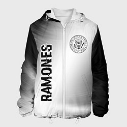 Куртка с капюшоном мужская Ramones glitch на светлом фоне: надпись, символ, цвет: 3D-белый