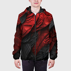 Куртка с капюшоном мужская Red black texture, цвет: 3D-черный — фото 2