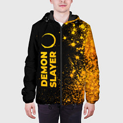Куртка с капюшоном мужская Demon Slayer - gold gradient: по-вертикали, цвет: 3D-черный — фото 2