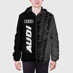 Куртка с капюшоном мужская Audi speed на темном фоне со следами шин: по-верти, цвет: 3D-черный — фото 2