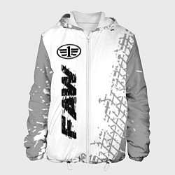 Куртка с капюшоном мужская FAW speed на светлом фоне со следами шин: по-верти, цвет: 3D-белый