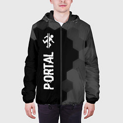 Куртка с капюшоном мужская Portal glitch на темном фоне: по-вертикали, цвет: 3D-черный — фото 2
