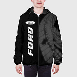 Куртка с капюшоном мужская Ford speed на темном фоне со следами шин: по-верти, цвет: 3D-черный — фото 2
