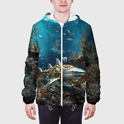 Куртка с капюшоном мужская Механическая акула, цвет: 3D-белый — фото 2