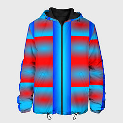 Куртка с капюшоном мужская Красно-синие полосы и квадраты, цвет: 3D-черный