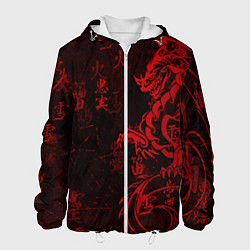Мужская куртка Красный дракон - иероглифы