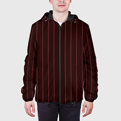 Куртка с капюшоном мужская Полосы тёмно-бордовый, цвет: 3D-черный — фото 2