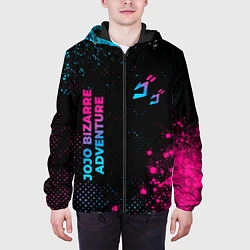 Куртка с капюшоном мужская JoJo Bizarre Adventure - neon gradient: надпись, с, цвет: 3D-черный — фото 2