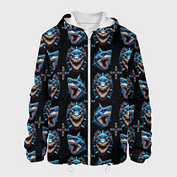 Куртка с капюшоном мужская Shark - pattern, цвет: 3D-белый