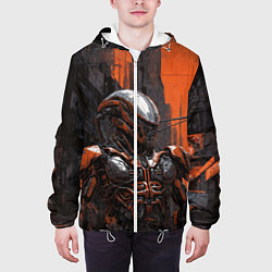 Куртка с капюшоном мужская Боевой робот ксеноморф, цвет: 3D-белый — фото 2