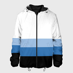 Куртка с капюшоном мужская Полосы синий, цвет: 3D-черный