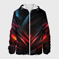 Куртка с капюшоном мужская Black red abstract, цвет: 3D-белый