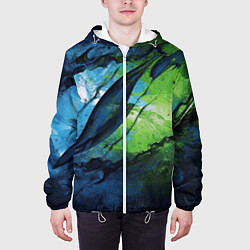 Куртка с капюшоном мужская Green blue abstract, цвет: 3D-белый — фото 2