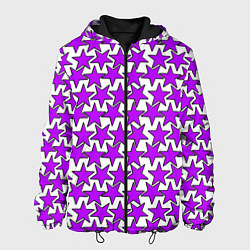 Куртка с капюшоном мужская Ретро звёзды фиолетовые, цвет: 3D-черный