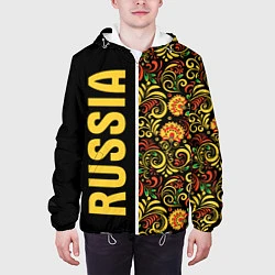Куртка с капюшоном мужская Russia хохлома, цвет: 3D-белый — фото 2