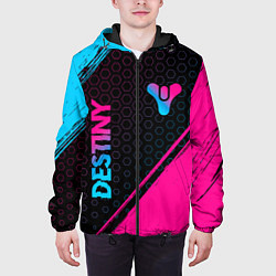 Куртка с капюшоном мужская Destiny - neon gradient: надпись, символ, цвет: 3D-черный — фото 2