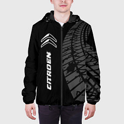 Куртка с капюшоном мужская Citroen speed на темном фоне со следами шин: по-ве, цвет: 3D-черный — фото 2