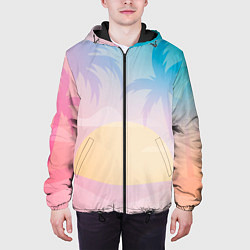 Куртка с капюшоном мужская Градиентовый летний пейзаж, цвет: 3D-черный — фото 2