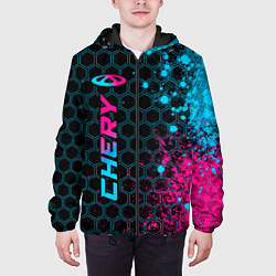 Куртка с капюшоном мужская Chery - neon gradient: по-вертикали, цвет: 3D-черный — фото 2