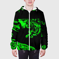 Куртка с капюшоном мужская Зеленый светящийся дым, цвет: 3D-белый — фото 2