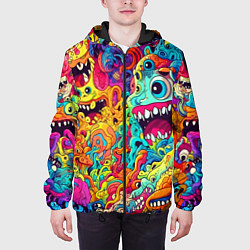 Куртка с капюшоном мужская Космические зубастые чудовища, цвет: 3D-черный — фото 2