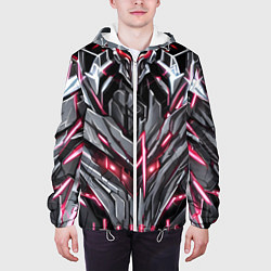 Куртка с капюшоном мужская Красная кибер броня, цвет: 3D-белый — фото 2