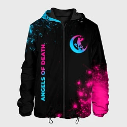 Куртка с капюшоном мужская Angels of Death - neon gradient: надпись, символ, цвет: 3D-черный