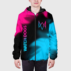 Куртка с капюшоном мужская Watch Dogs - neon gradient: надпись, символ, цвет: 3D-черный — фото 2