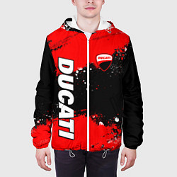 Куртка с капюшоном мужская Ducati - красная униформа с красками, цвет: 3D-белый — фото 2
