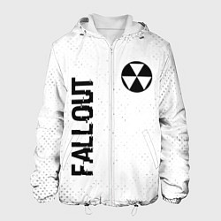 Куртка с капюшоном мужская Fallout glitch на светлом фоне: надпись, символ, цвет: 3D-белый