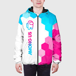 Куртка с капюшоном мужская Among Us neon gradient style: по-вертикали, цвет: 3D-черный — фото 2