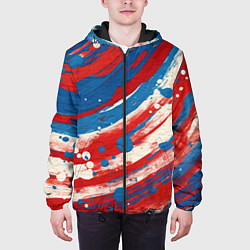 Куртка с капюшоном мужская Краски в цветах флага РФ, цвет: 3D-черный — фото 2
