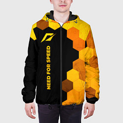 Куртка с капюшоном мужская Need for Speed - gold gradient: по-вертикали, цвет: 3D-черный — фото 2